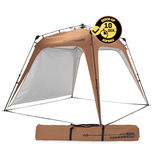 Lumaland Outdoor Pavillon 2,5 x 2,5m | Wasserdicht & UV-Schutz | Gartenzelt inkl. 1x Seitenteil & Tasche & Heringe | Robuster Camping & Partyzelt | Pop Up Zelt