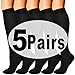 5 Pairs Compression Socks for Men Women 20-30 mmHg for Running Nurses Flight Pregnancy (Black(5 Pairs), Small/Medium)