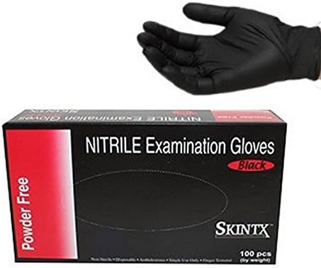TG Medical Black Nitrile Powder Free Medical Grade Exam and Tattoo Gloves, Small to X-Large (1,000, Medium)