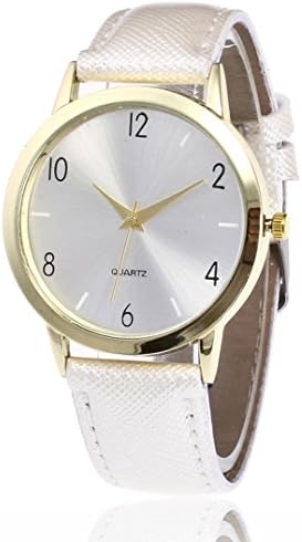 Yeefant Simple Trendy Student Couple Patent Leather Band Analog Quartz Round Wrist Men's Fine Business Vintage Fashion Trend Belt Watch,Band Width 0.8 Inch,Band Length 9.7 Inch