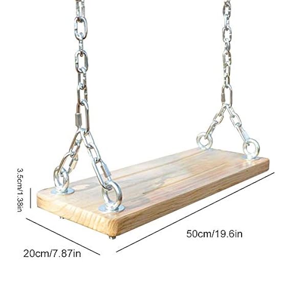 Chalkalon Siege De Balancoire En Bois Balancoire Bois Avec Chaine En Metal Pour Portique Siege Suspendu