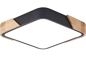 LuFun Flush Mount Ceiling Light, Led Ceiling Light 24W Black, Luminaire Plafonnier, Modern Ceiling Light, Wood Ceiling Lights