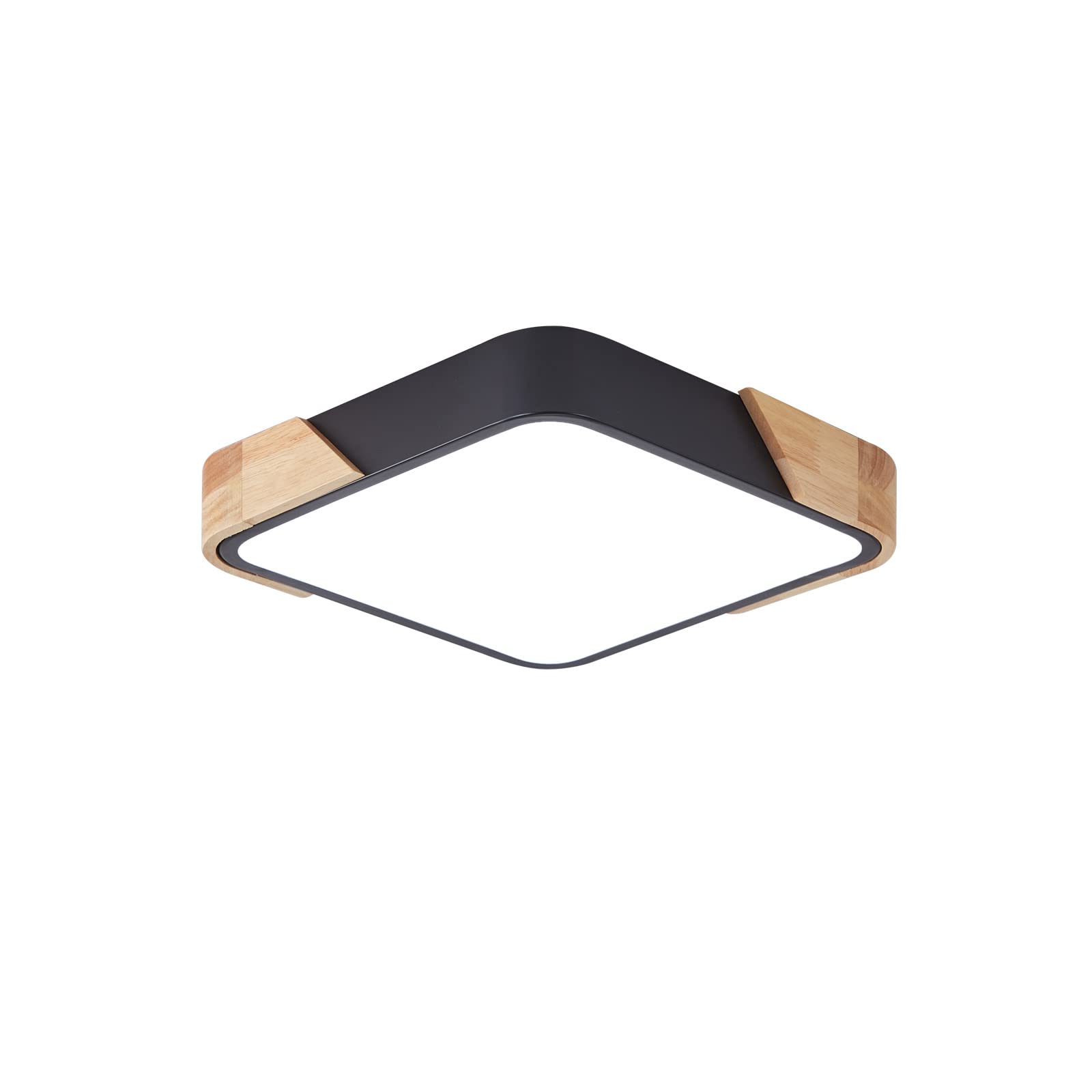 LuFun LED Ceiling Light, Flush Ceiling Light 24W, Indoor Wooden Square Modern Led Ceiling Lights for Bedroom Lounge Hallway Home Office Porch Kitchen Living Room, 30cm*30cm, Cool White 6500K
