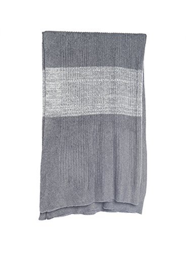 Barefoot Dreams BCL Ribbed Throw with Heathered Stripe Graphite-Heathered Graphite/Pearl