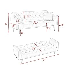 ERYE 3 in 1 Upholstered Futon Sofa Loveseat