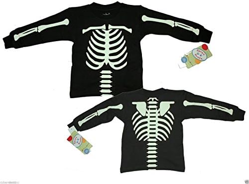 Chasing Fireflies Sara's Prints Snug Fitting Toddler Sleepwear Long Sleeve Tee Glow-in-The Dark Skeleton Design (2)
