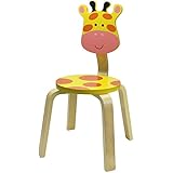 iPlay, iLearn 10 Inch Kids Solid Hard Wood Animal Chair, Stackable Wooden Finished, Preschool, Daycare, Bedroom, Playroom, Nursery Seat, Giraffe Furniture Stool for Toddlers, Children, Boys, Girls
