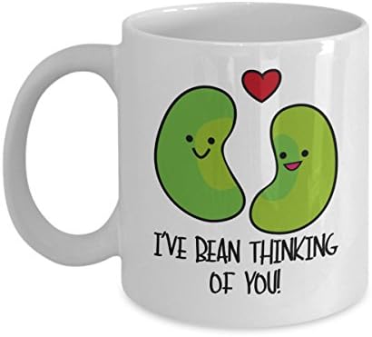 I've BEAN Thinking Of You Funny Coffee Mug! This Tea Cup Makes A Fun And Sweet Gift For Lovers, Couples, Family Or Friends. Ideal Present On Valentine's Day Or Birthday.