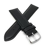 Men's Padded Genuine Leather Watchband Black 20mm Watch Band