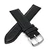 JP Leatherworks Mens Padded Genuine Leather Watchband - Color Black - 20mm Width - Extra Long Watch Band