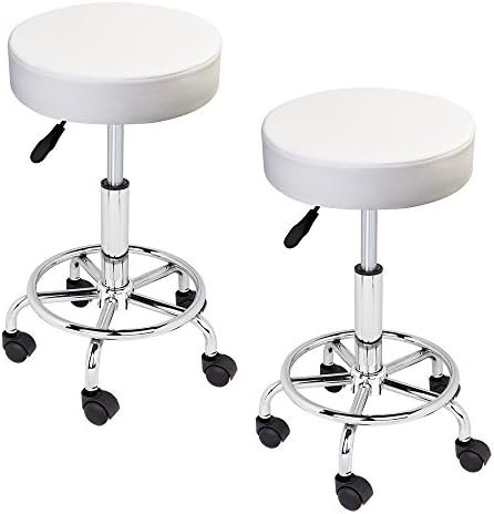 GotHobby 2 White Adjustable Tattoo Salon Stool Hydraulic Rolling Chair Facial Massage Spa