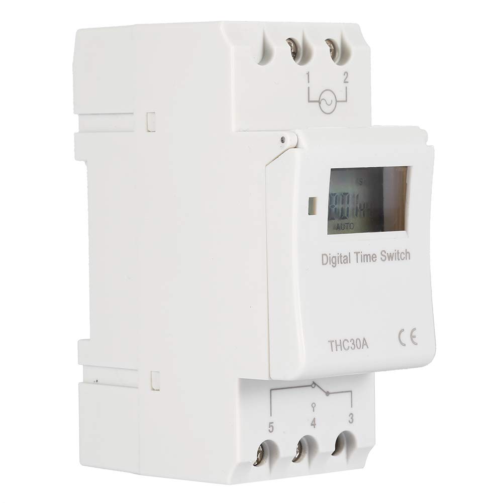 THC 30A Digital DIN Rail Timer Switch Programmable Electronic LCD Time Control Switch 16 On/Off Timer Settings for Street Lamp Neon Lamp etc(12V) - Image 4