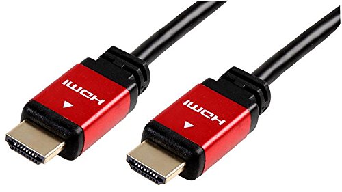 Pro Signal PSG04091 HDMI Lead with Ethernet, Male to Male, Red Metal Heads, 1m, Black