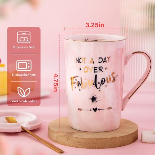 Biching Birthday Gifts for Women Not A Day Over Fabulous Mug Set, Unique Self Care Package Relaxation Spa Bath Set for Her, Happy Birthday Pamper Gifts for Women, Mum, Friends, Sister