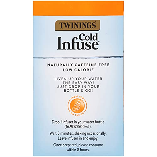 TWININGS COLD INFUSE FLAVORED WATER ENHANCER, MANGO & PASSIONFRUIT, ORANGE, 22 COUNT (PACK OF 1), ENJOY HOT OR ICED