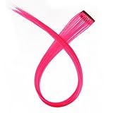 Pink Clip in Human Hair Extensions Straight 100% Remy Human Pink Clip in Highlights 5 Pieces/set 18 Inch Color Pink