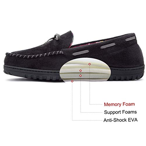 RockDove Men’s Flannel Lined Moccasin Slipper with Memory Foam, Size 9
