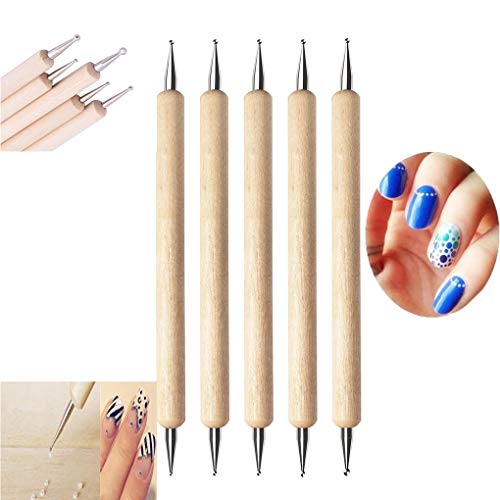 Nail Art Set Professional DIY Nail Art Supplies with 10pcs Nail Painting Brush, 5pcs Wood Dotting Pen,10pcs Multicolored Nail Striping Tape etc,Nail Art Tools Manicure Kits Various (color-1)