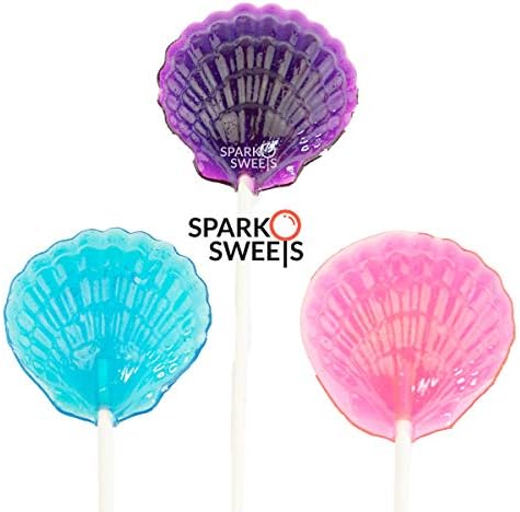12 Clam Shell Handcrafted Sugar Free Lollipops - Mermaid Party, Ariel Party, and Beach Party Favors