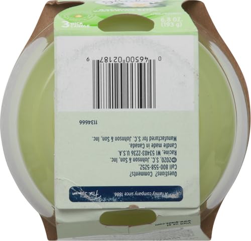 GLADE CANDLE BAMBOO & WATERLILY BLISS, FRAGRANCE CANDLE INFUSED WITH ESSENTIAL OILS, AIR FRESHENER CANDLE, 3-WICK CANDLE, 6.8 OZ