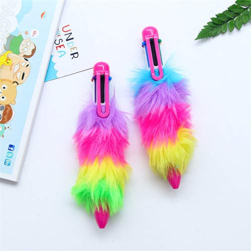 Gbell Girls 6 In 1 Colorful Cute Ballpoint Pens - 1Pcs Novelty Multicolor Plush Ballpoint Pen for Girls Kids Adults School Office Supplies,Ideal for Gifts And School Rewards
