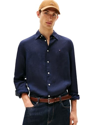 Tommy Hilfiger Men's Long Sleeve Casual Linen Button Down Shirts in Regular Fit…