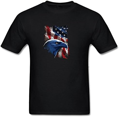 Changxingr Men's Eagle Face and American Flag Stars and Stripes Patriotic Summer Printed O-Neck Casual Short Sleeve T Shirt XXXL Black