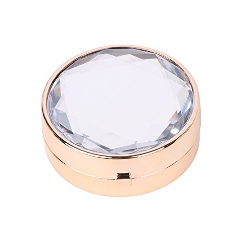 Sarora Mini Contact Lenses Box - Diamond Exquisite Contact Lens Travel Kit Case with Mirror for Home and Travel (Gold)