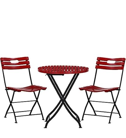 Matchless Bistro Garden Set Of 1 Table And 2 Chair (Red)