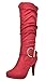 Dream Pair Women's PARIS Chic Fashion Platform Knee High Rhinestone Buckle Slouchy Faux Fur Lining High Heel Boots