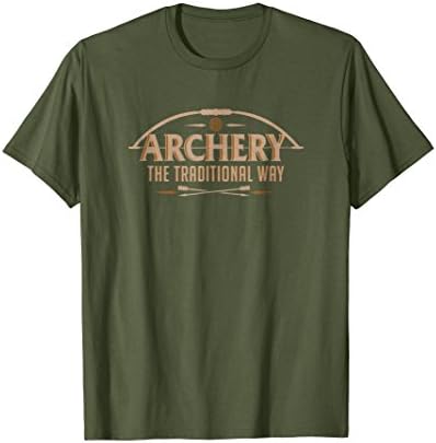 Mens Archery The Traditional Way Sports Hunting T-Shirt Large Olive