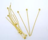 Housweety 500PCs Gold Plated Ball Head Pins 0.5x30mm Findings