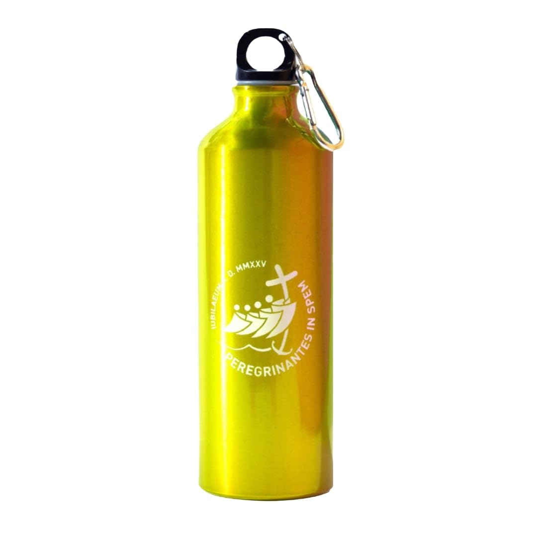 PILGRIM'S BACKPACK Pilgrim's Water Bottle in Aluminium, Thermal, 750 Ml (25,36 Fl Oz) Capacity, Official Jubilee Product 2025 (Yellow)
