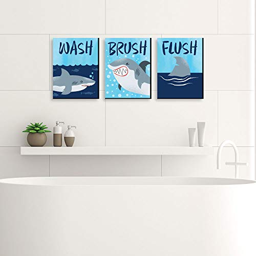 Big Dot of Happiness Shark Zone - Kids Bathroom Rules Wall Art - 7.5 x 10 inches - Set of 3 Signs -  - //coolthings.us