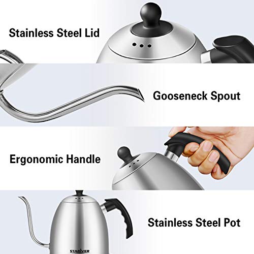 Stariver Electric Gooseneck Kettle, 1L Electric Kettle, BPAFree, Pour
