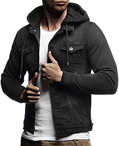 Corriee Hoodies for Men Mens' Casual Hooded Demin Jacket Tops Outwear Autumn Winter Vintage Cool Button Drawstring Coat