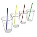 JUMBO Set of 120 16oz Plastic CRYSTAL CLEAR Cups, 120 Flat Lids and 120 Straws - 100% BPA Free - Office/Party Pack Disposable Cups Set for Iced Coffee, Bubble Boba, Smoothie, Tea, Cold Drinks etc