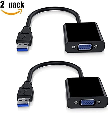 2PC USB 3.0 to VGA Adapter Multi-display Video Converter - PC Laptop Windows 7 8 and more (Black)