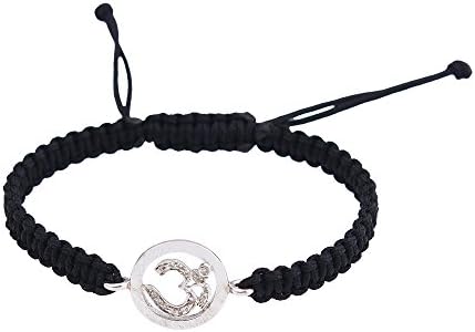 Om Bracelet in 925 Silver Studded with 0.07 carats Diamonds on Adjustable nylon thread