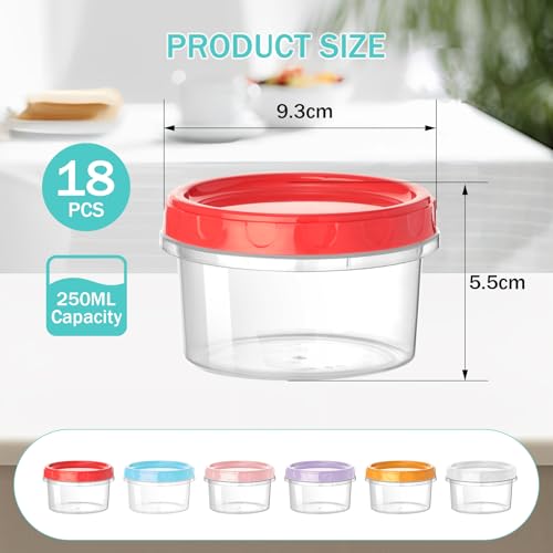 VINATO Set of 18 Food Containers, 250 ml Food Containers with Lids, Set of Small Containers, Stackable