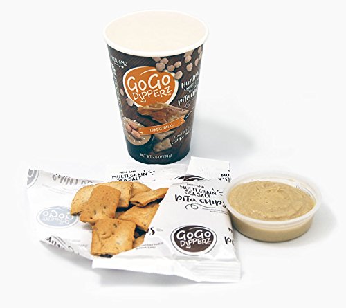 GoGo Dipperz Healthy On-the-Go Traditional Hummus and Multi-Grain Sea Salt Pita Chips - 2.6 oz Combo Packs (Case of 6)