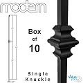 Railing Spindles (10-Pack) Hollow Single Knuckle Stair Balusters - Satin Black Iron Balusters 1/2" x 44" Tall - Stair Parts Metal Balusters