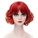 MQ Girls Short Curly Wig Red, Color Wavy Short Wigs for Women 12 Inch Lolita Wigs Halloween Christmas Cosplay Costume Party Wig Fluffy Synthetic Charming Heat Resistant Ombre Wigs (Red)