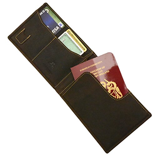 Visconti Hunter 726 Oiled Leather Travel Mens Wallet With Pen/Stylus (Oil Brown)