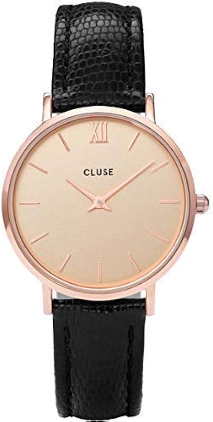 Cluse dameshorloge analoog kwarts leer CL18016