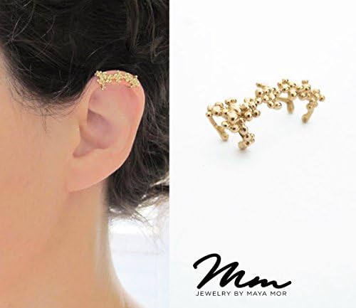 Handmade 14K Gold Cartilage Ear Cuff Earring No Piercing. Available in Yellow, Rose or White Gold