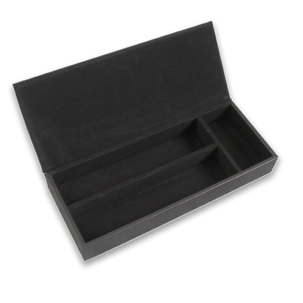 Catekro Business Office Pencil Case Large Capacity Stationery Box Desktop Divided Multifunctional Leather Pencil Case Black Plain