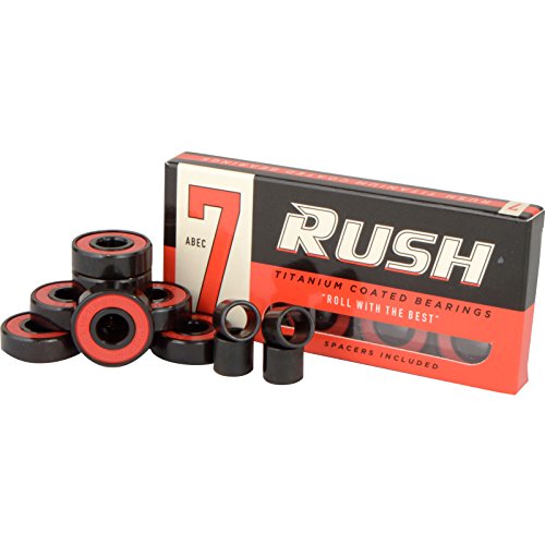 Rush ABEC 7 Skateboard Bearings - 8mm Set With Spacers For Smooth Fast Riding