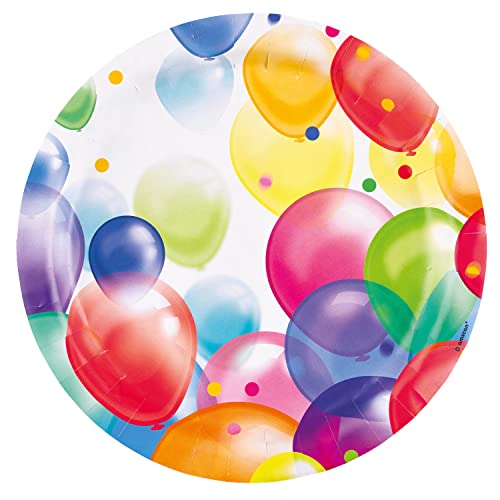 amscan 9900320-66 - Platos de papel (8 unidades, 23 cm de diámetro, diámetro: 23 cm), diseño de globos