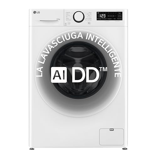 LG AI DD D2R3S08AIDD Lavasciuga Slim 8 / 4kg Serie R3 Classe A-10%/E, Lavatrice e Asciugatrice Insieme, 1200 giri, Eco Hybrid, Allergy Care, Direct Drive, Motore Inverter Direct Drive, Bianca
